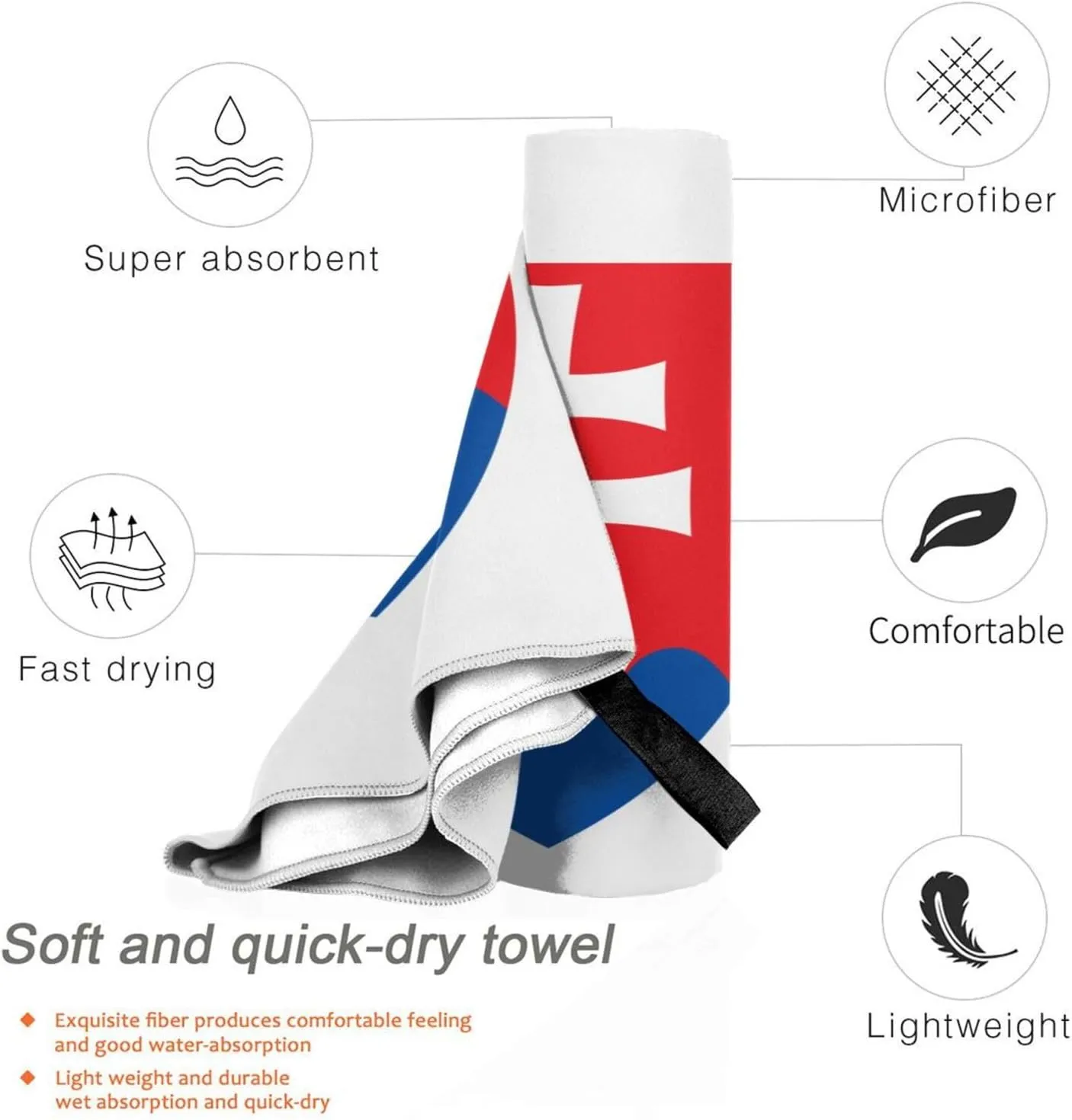National Emblem of Slovakia Beach Towel with Travel Bag 27.5"x55" Quick Dry Sand Free Lightweight Large Oversized Towels Light Vacation Essentials