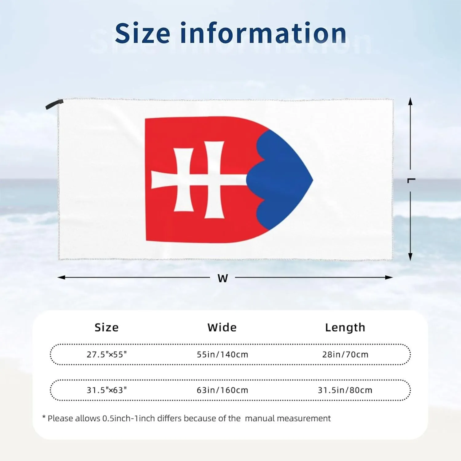 National Emblem of Slovakia Beach Towel with Travel Bag 27.5"x55" Quick Dry Sand Free Lightweight Large Oversized Towels Light Vacation Essentials