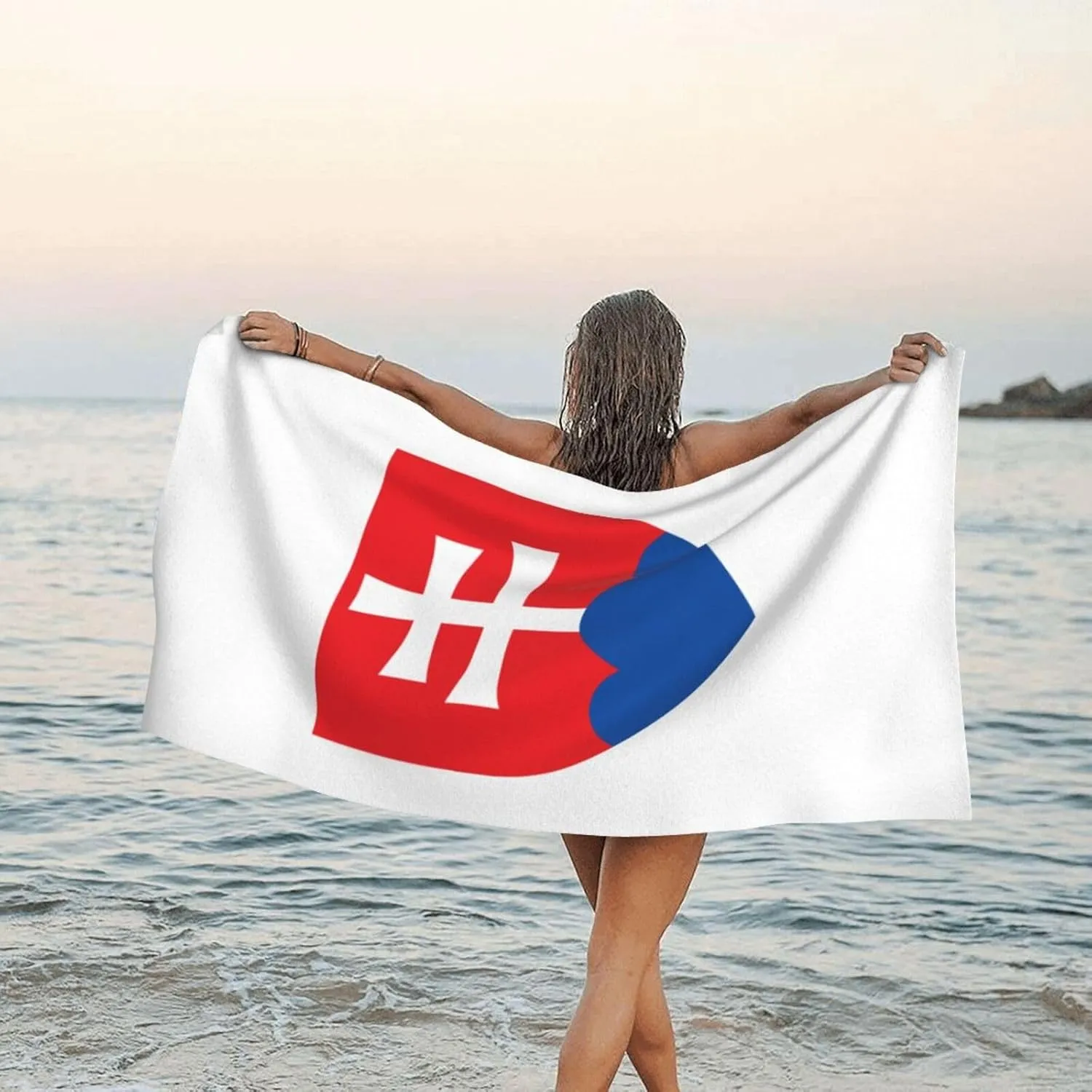 National Emblem of Slovakia Beach Towel with Travel Bag 27.5"x55" Quick Dry Sand Free Lightweight Large Oversized Towels Light Vacation Essentials