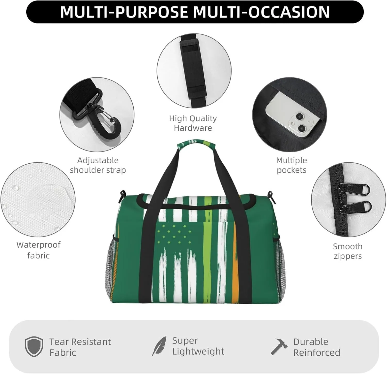 National Flag Travel Duffel Bag Large Foldable Waterproof Overnight Bag For Beach Swim Bags Pool Sports Gym