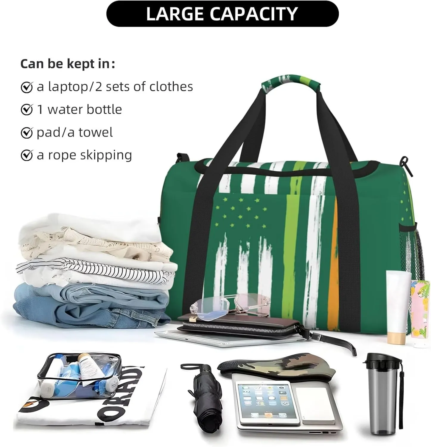 National Flag Travel Duffel Bag Large Foldable Waterproof Overnight Bag For Beach Swim Bags Pool Sports Gym