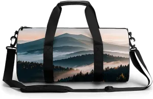 Natural Mist Mountain Tree Gym Bag Sport Gym Tote Bag Lightweight Duffle Bag Carry On Weekender Bags for Women Men