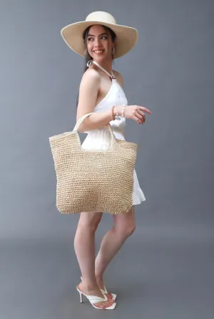 Natural Oversize Restort Straw Beach Tote Bag