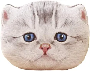 New Hot 3D Cute Animal Stuffed Pillow Pet Soft Plush Toy Doll Gift Back Cushion Fold Cat Head Birthday Gift (NO2, Height: 40 cm)