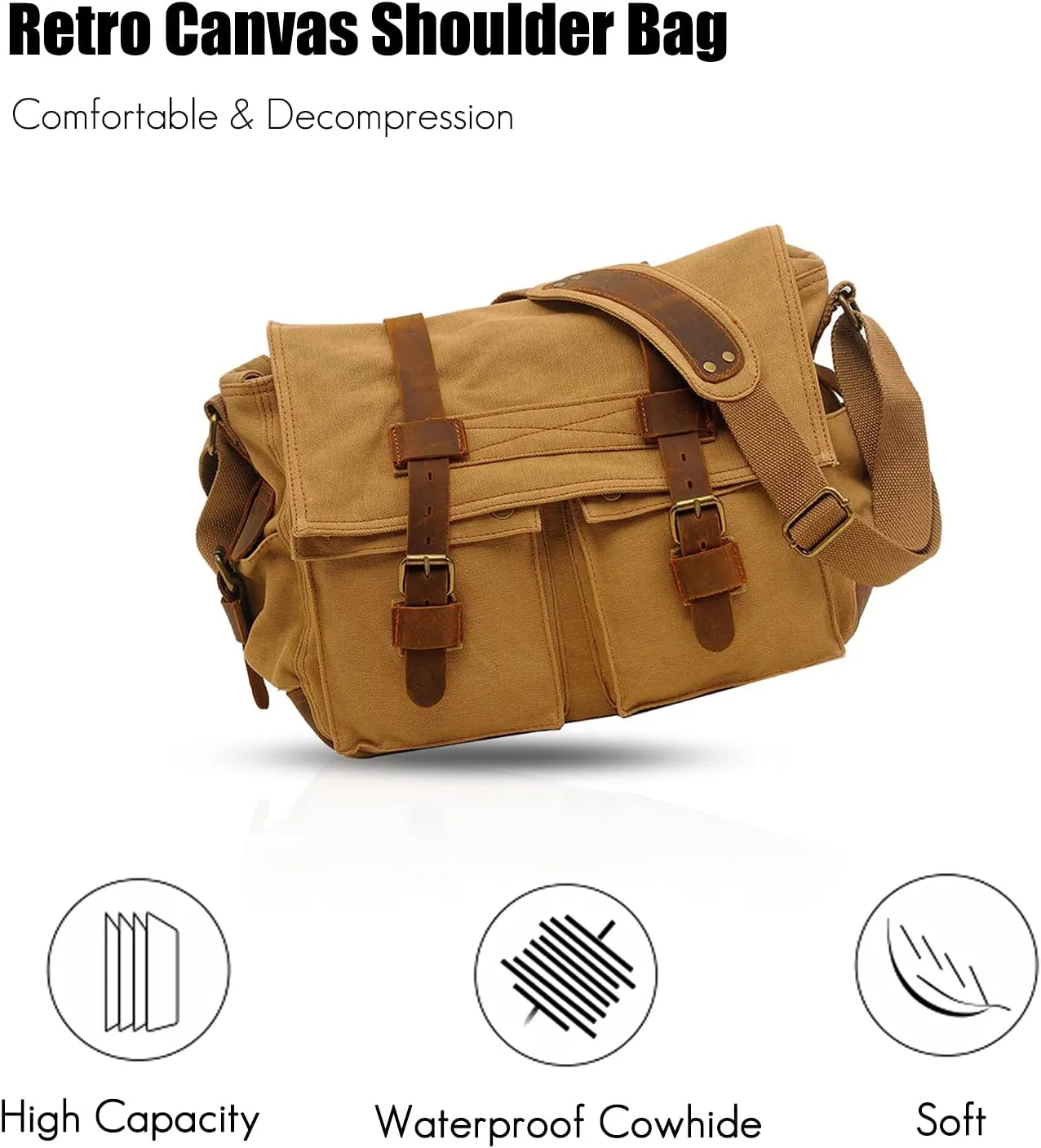 New Vintage Messenger Bag Satchel Bag bag Bookbag Casual Travel Shoulder Bag