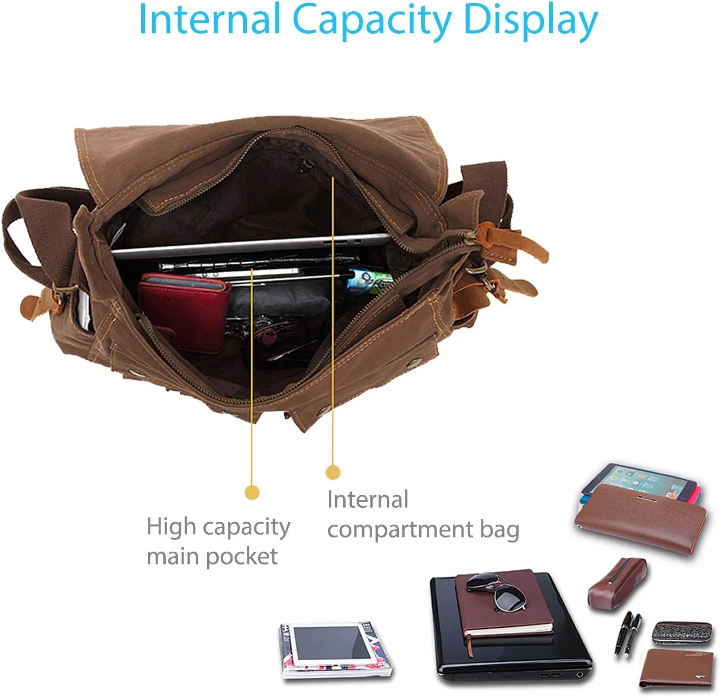 New Vintage Messenger Bag Satchel Bag bag Bookbag Casual Travel Shoulder Bag