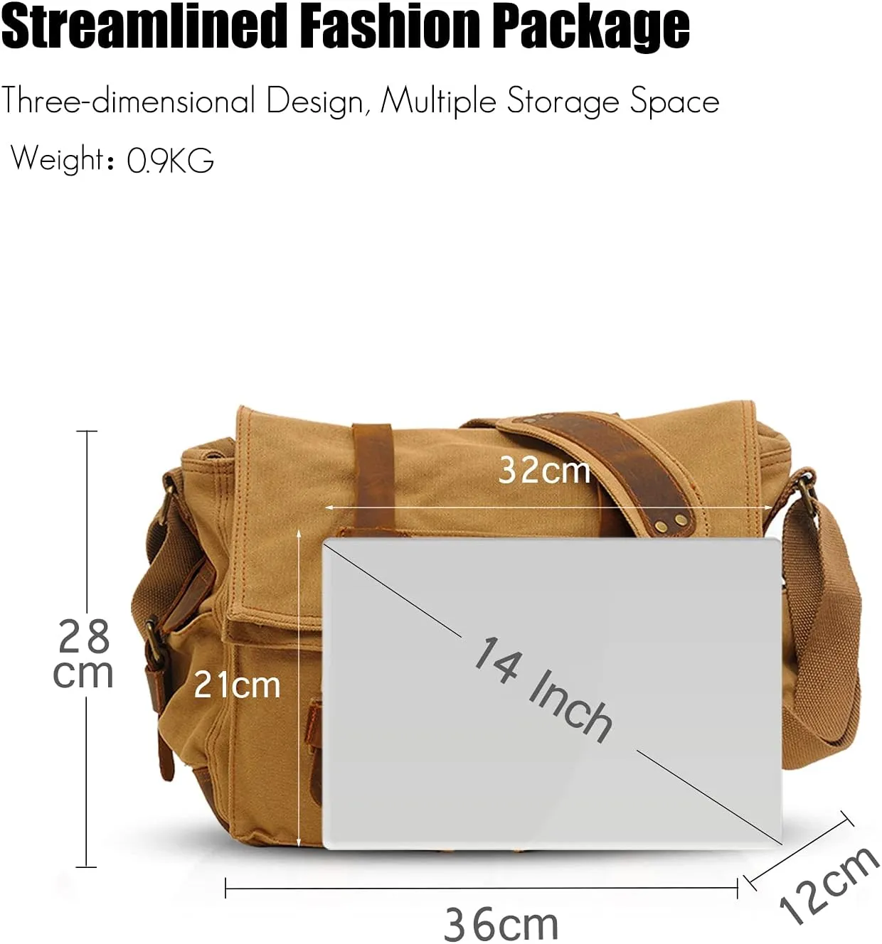 New Vintage Messenger Bag Satchel Bag bag Bookbag Casual Travel Shoulder Bag