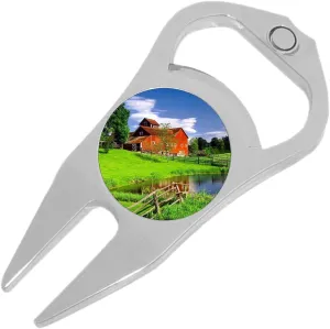 NewCharms Barn Field Golf Ball Marker Divot Repair Tool Bottle Opener