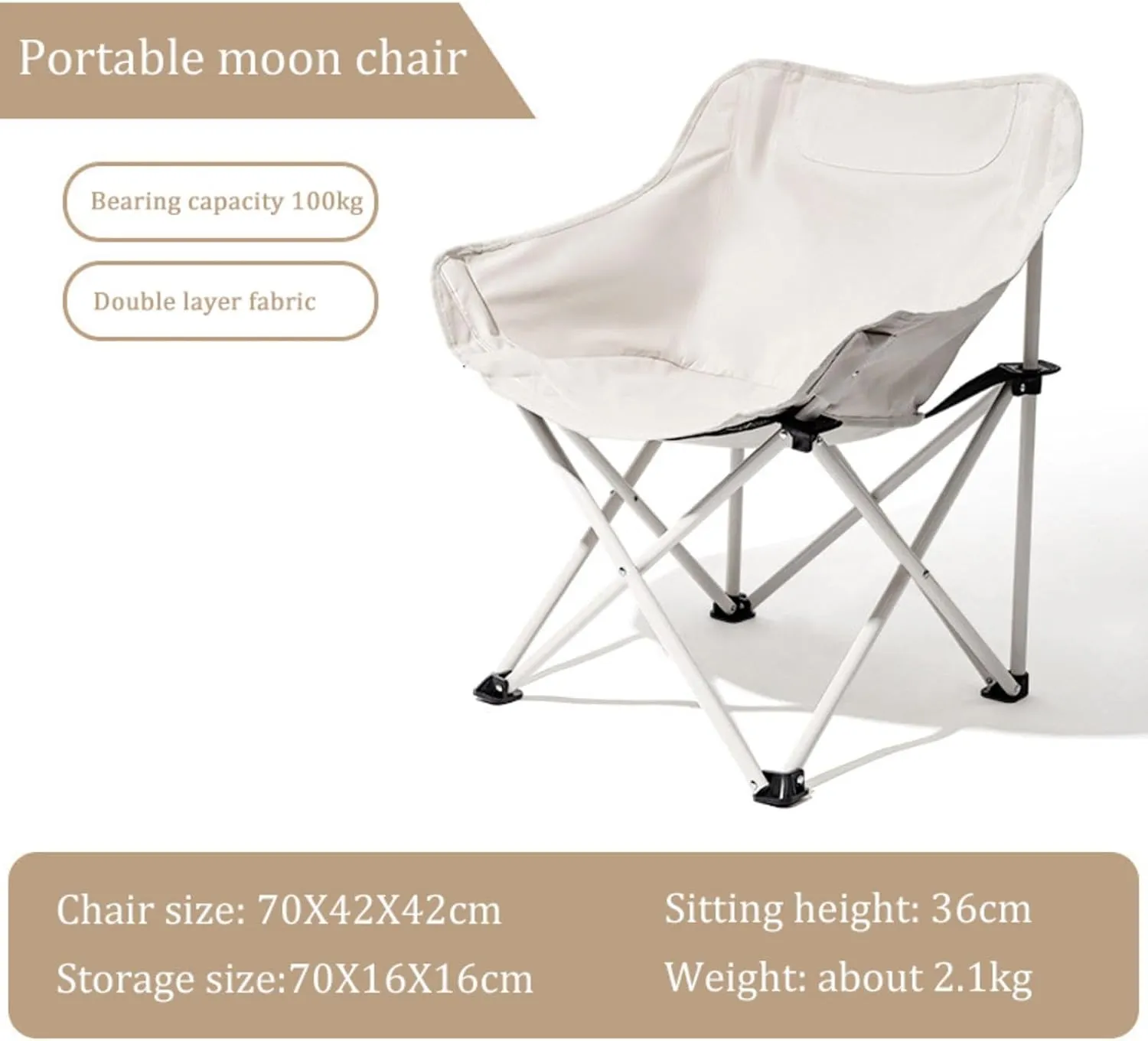 NIBHZ Foldable Hunting Chair, Outdoor Chair with Metal Frame & Comfortable Backrest & Mesh Seat, Convenient Transport, for Hunting, Camping, Picnic,White