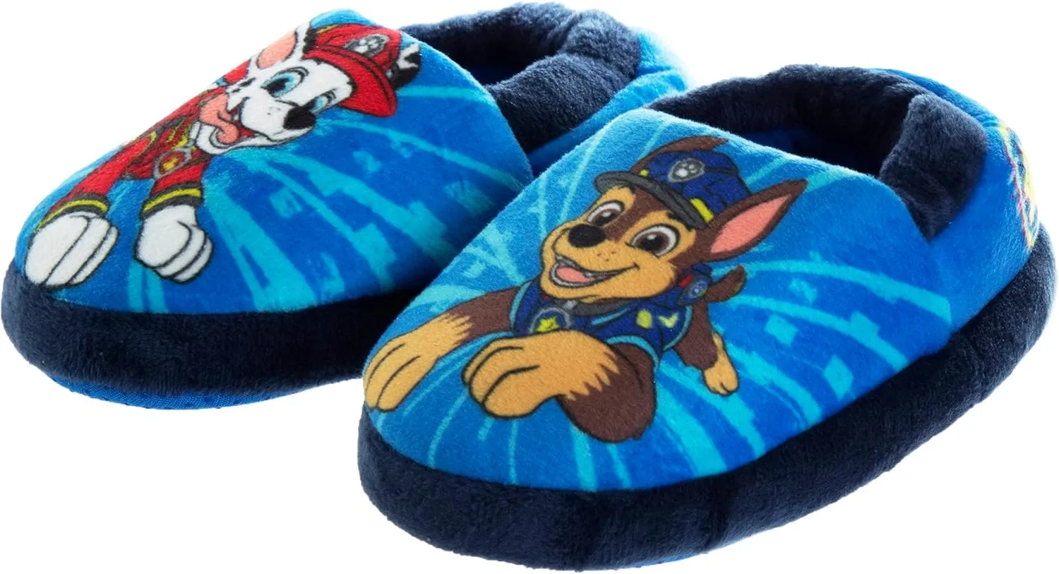 Nickelodeon Boys’ Paw Patrol Slippers – Chase and Marshall Plush Fuzzy Slippers (5T-12 Boy)
