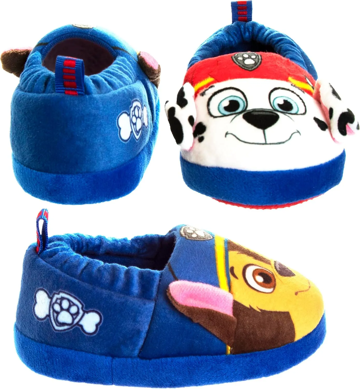 Nickelodeon Boys’ Paw Patrol Slippers – Chase and Marshall Plush Fuzzy Slippers (5T-12 Boy)