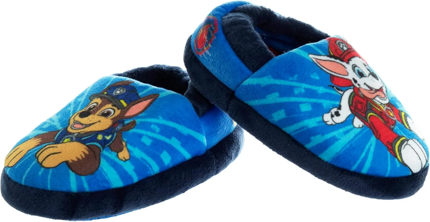 Nickelodeon Boys’ Paw Patrol Slippers – Chase and Marshall Plush Fuzzy Slippers (5T-12 Boy)