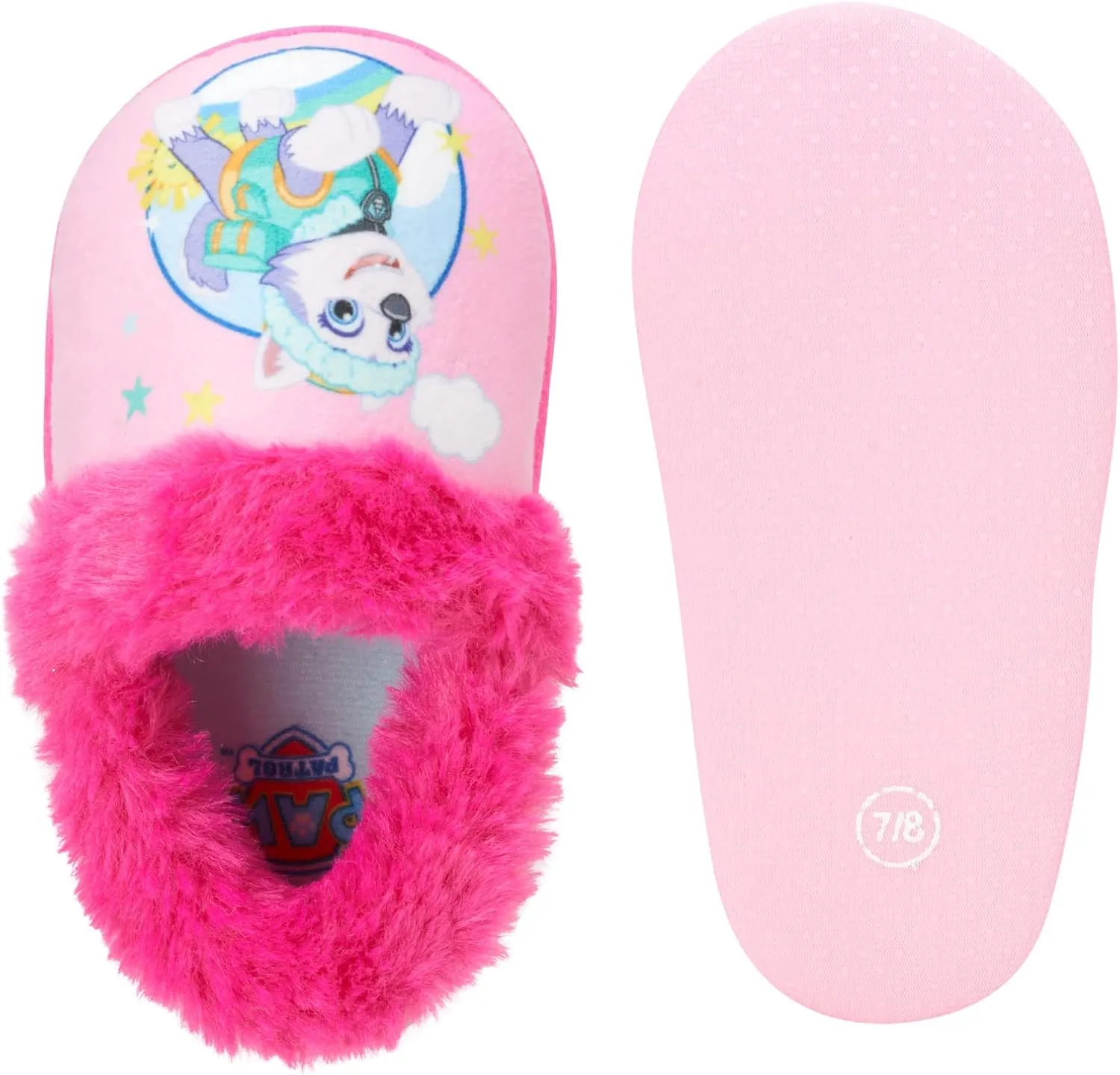 Nickelodeon Girl's Paw Patrol Plush Fuzzy Skye and Everest Slippers (Toddler/Little Kid)