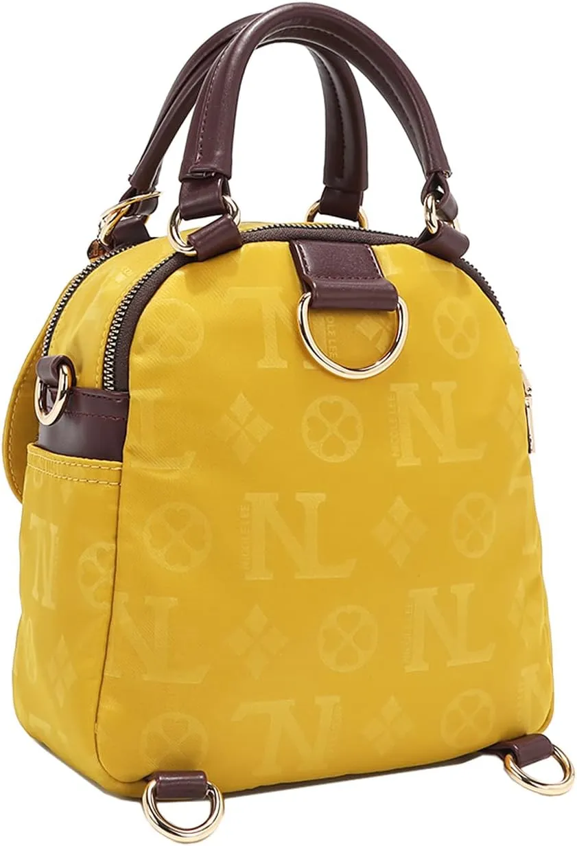 Nicole Lee Multi-Wear Dome Shoulder Bag, Polyester with Vegan Leather, Dual Compartments