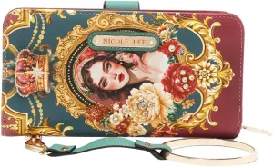 Nicole Lee Signature Bifold Wallet Wristlet, Vegan Leather, 6 Card Slots and Detachable Strap (THE QUEEN)