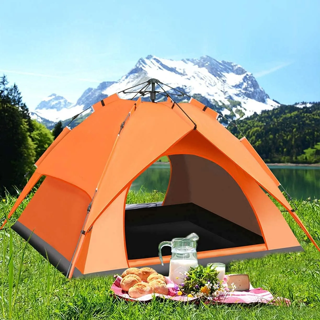 NIEH Pop-Up Portable Camping Automatic Tent,2-4 Person Camping Tent for Outdoor,Hiking,Camping,Mountaineering and Travel