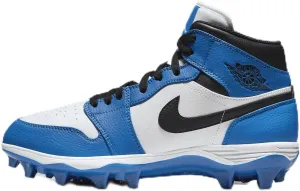 Nike Jordan 1 Mid TD Men's Football Cleat (FJ6805-104, White/Royal/Black) Size 9.5