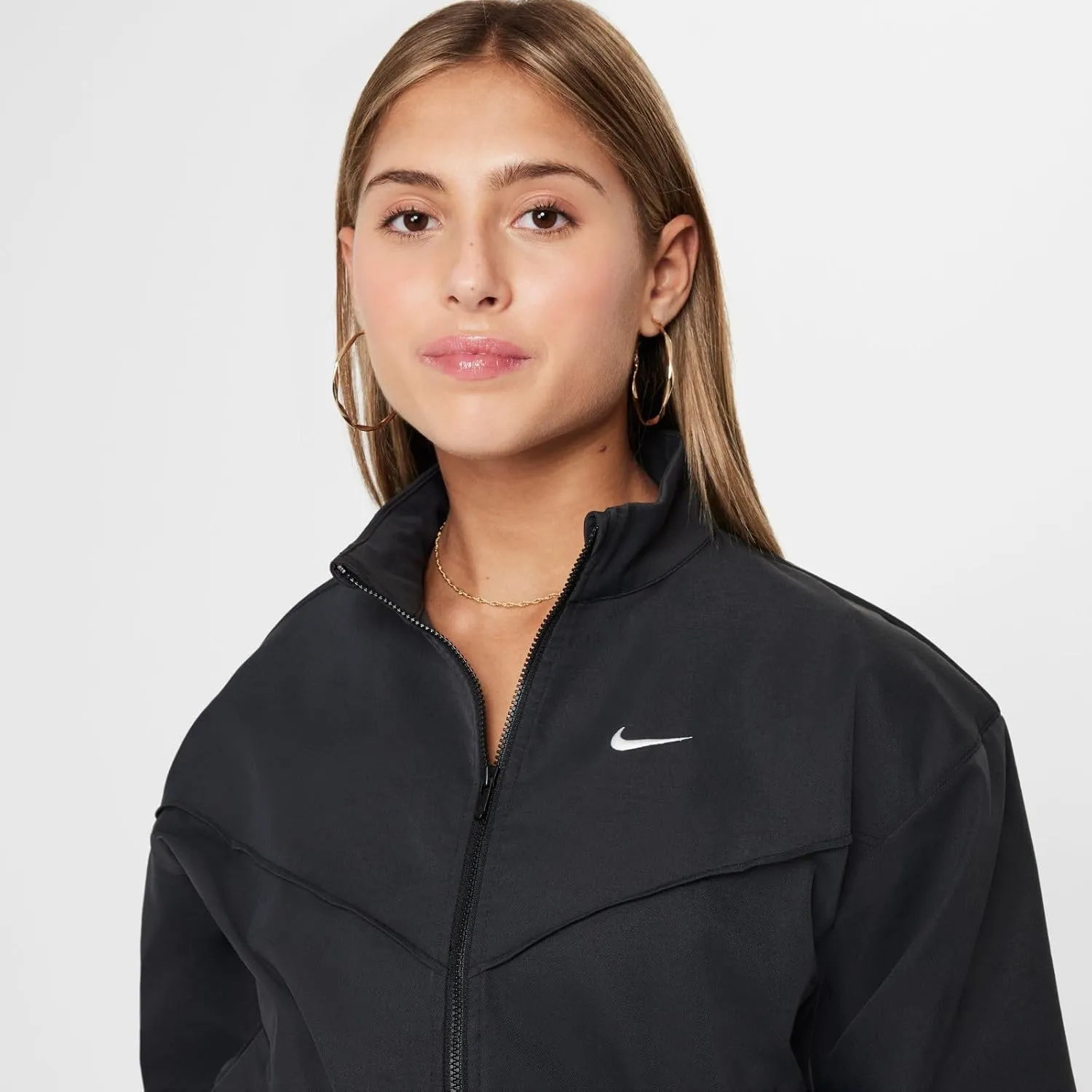 Nike Sportswear Girls' Oversized Lightweight Jacket (FZ5557-010, Black/White)