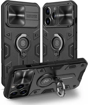 Nillkin Camshield Armor Case for iPhone 13 Pro Max, Rugged Case with Kickstand, Slide Camera Cover, Shockproof, Black