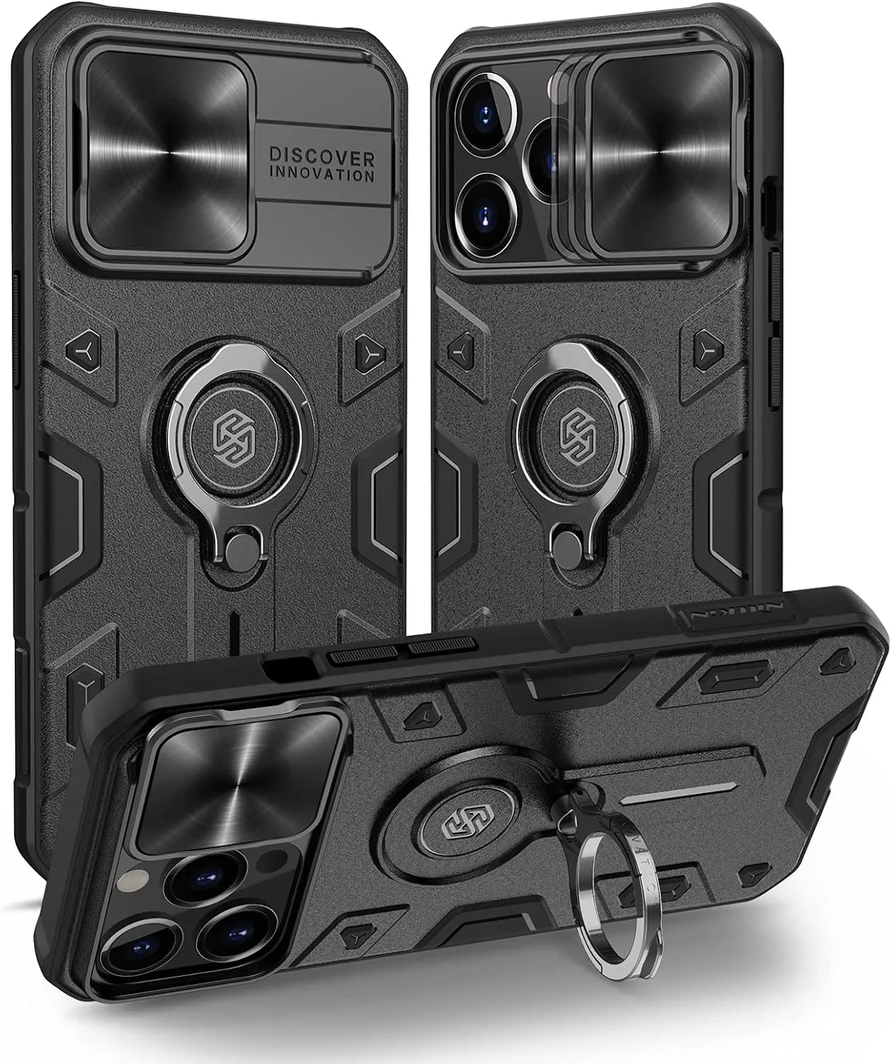 Nillkin Camshield Armor Case for iPhone 13 Pro Max, Rugged Case with Kickstand, Slide Camera Cover, Shockproof, Black