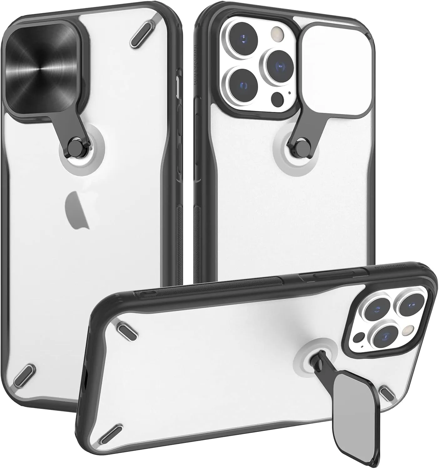 Nillkin for iPhone 13 Pro Max Case 2021, CamShield Pro Cyclops Clear Case for iPhone 13 Pro Max Camera Protection Cover with Kickstand Slim Hard PC   TPU Shockproof Case 6.7'' Black