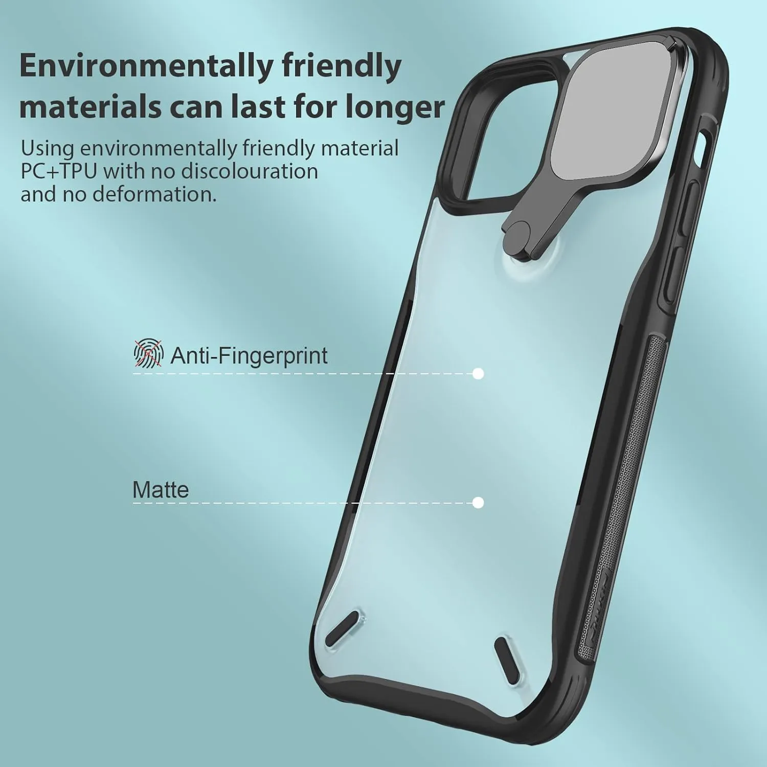 Nillkin for iPhone 13 Pro Max Case 2021, CamShield Pro Cyclops Clear Case for iPhone 13 Pro Max Camera Protection Cover with Kickstand Slim Hard PC   TPU Shockproof Case 6.7'' Black