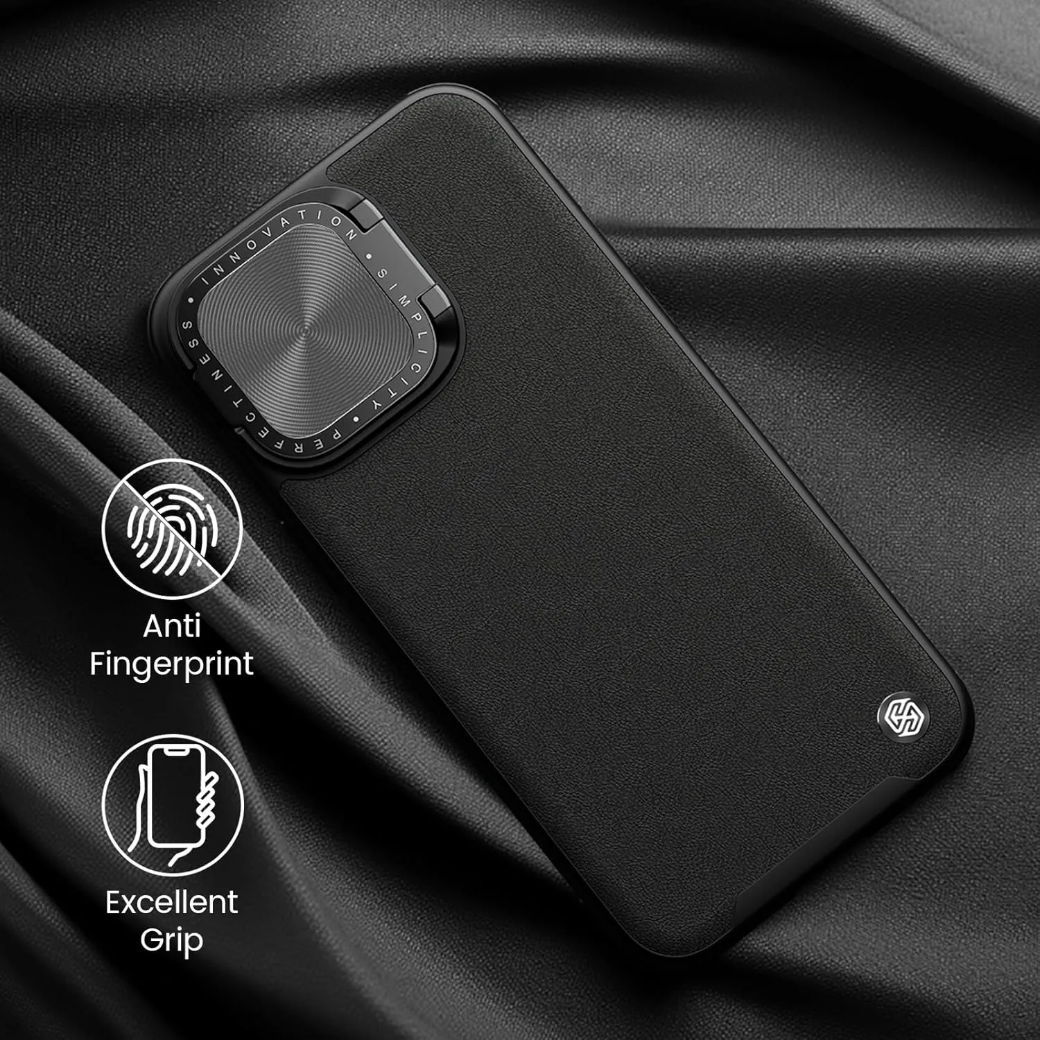 Nillkin for iPhone 15 Pro Case, Vegan Leather Case Compatible with MagSafe, Built-in Stash Camera Kickstand, Shockproof Protective Phone Case for iPhone 15 Pro 6.1 inch, Black