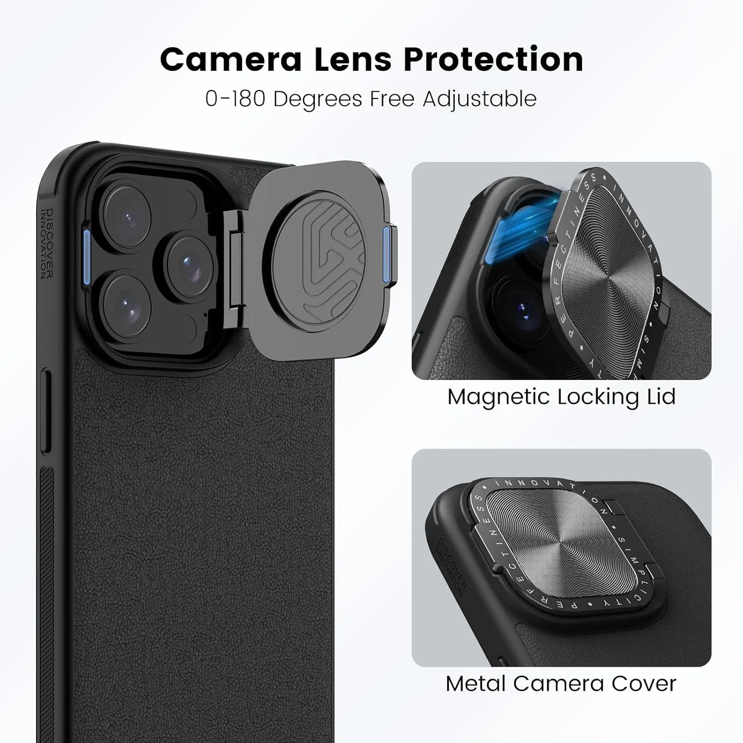 Nillkin for iPhone 15 Pro Case, Vegan Leather Case Compatible with MagSafe, Built-in Stash Camera Kickstand, Shockproof Protective Phone Case for iPhone 15 Pro 6.1 inch, Black