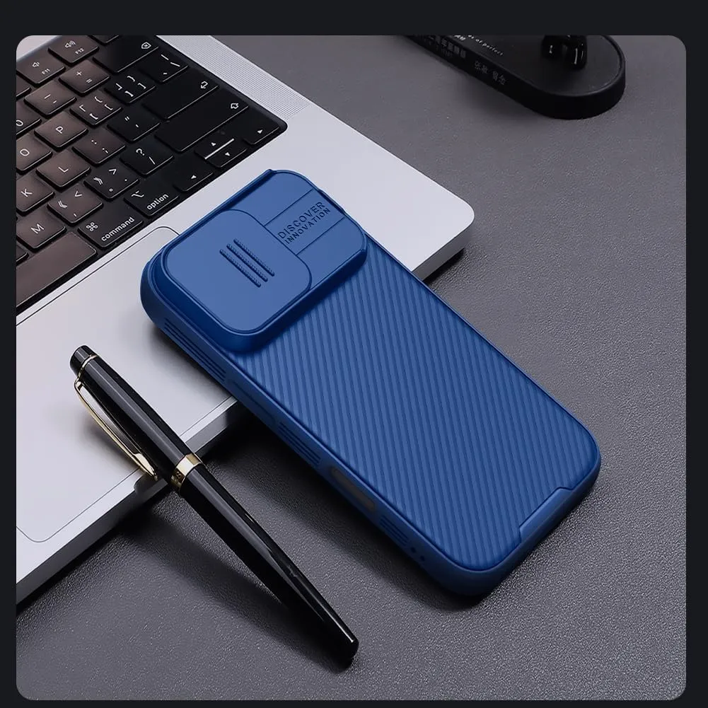 Nillkin for iPhone 16 Pro Case with Slide Camera Cover, [Upgraded Camera Lens Protection] Slim Shockproof Protective Phone Case for iPhone 16 Pro 6.3 inch, Blue