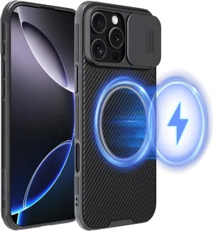 Nillkin for iPhone 16 Pro Max Case Magsafe with Slide Camera Cover, Slim Light & Anti-Slip & Drop Protection 16 Pro Max Privacy Case, Shockproof Magnetic Phone Case for iPhone 16 Pro Max 6.9'', Black