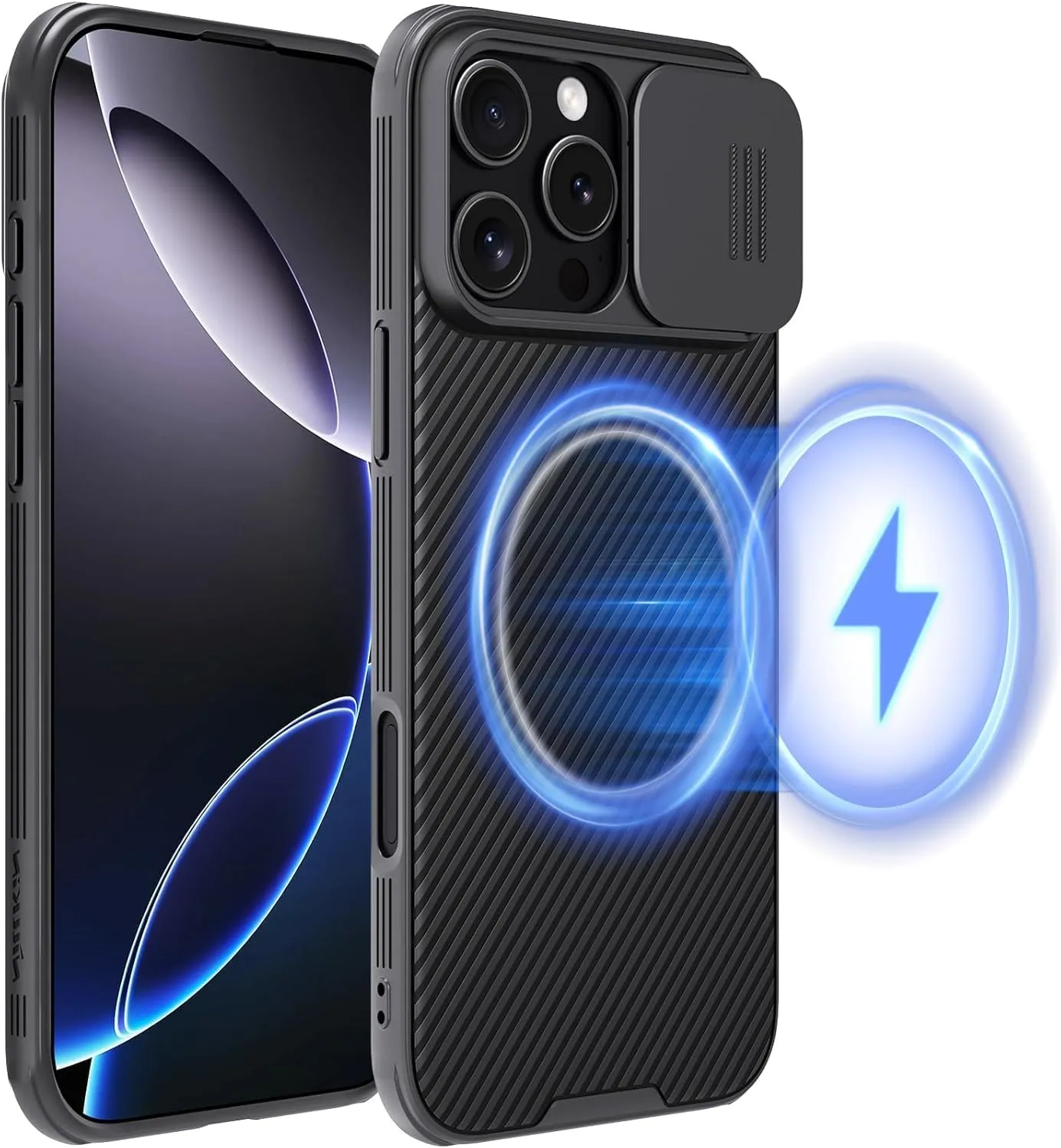 Nillkin for iPhone 16 Pro Max Case Magsafe with Slide Camera Cover, Slim Light & Anti-Slip & Drop Protection 16 Pro Max Privacy Case, Shockproof Magnetic Phone Case for iPhone 16 Pro Max 6.9'', Black