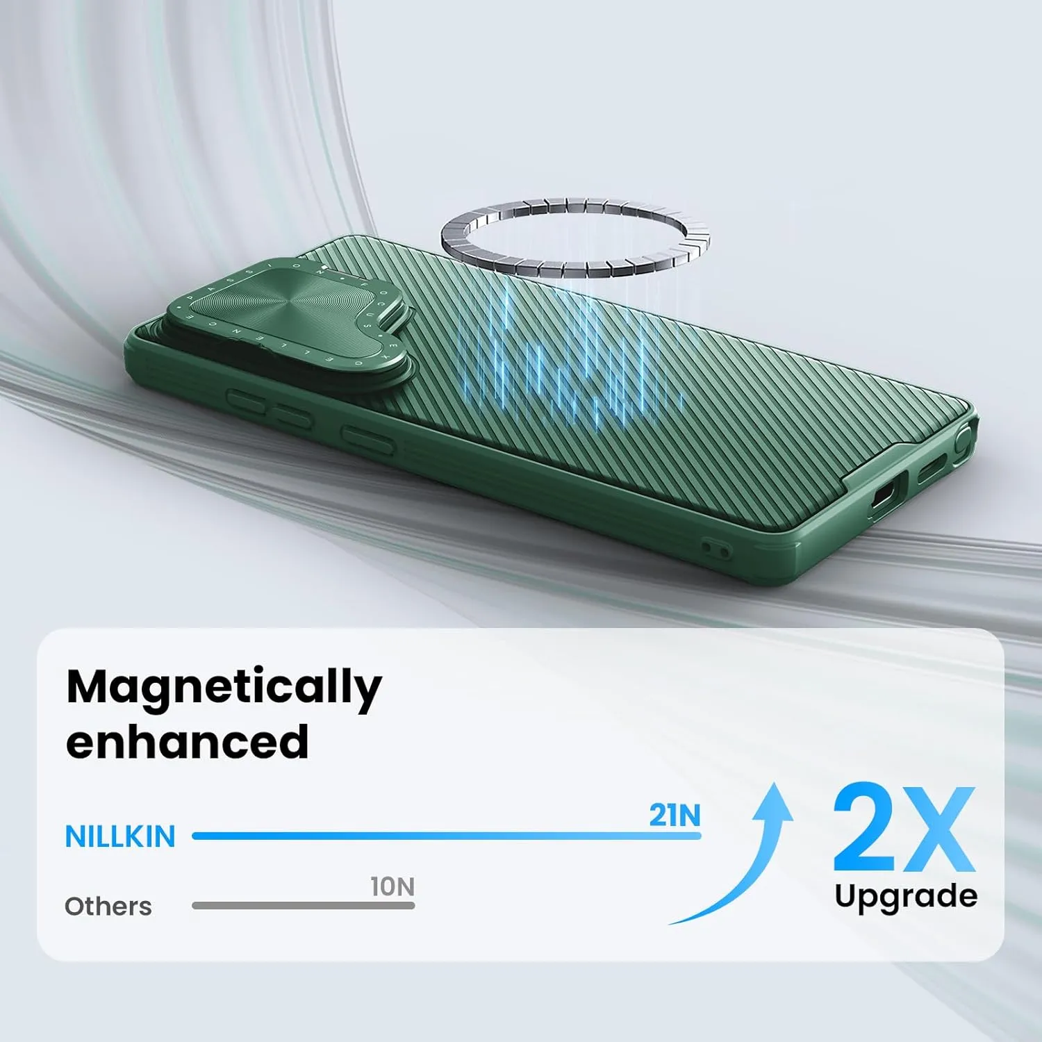 Nillkin for Samsung Galaxy S25 Ultra Case with Camera Cover, [Compatible with MagSafe] [Adjustable Metal Kickstand] Shockproof Slim for Galaxy S25 Ultra Magnetic Case(2025), Green
