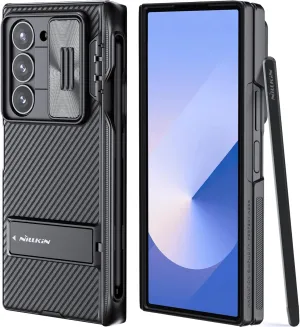 Nillkin for Z Fold 6 S Pen Case, [Built-in Writing Pen & S Pen Holder & Kickstand & Slide Camera Cover & Hinge Protection] Shockproof Fold 6 Phone Case with Pen for Samsung Galaxy Z Fold 6, Black
