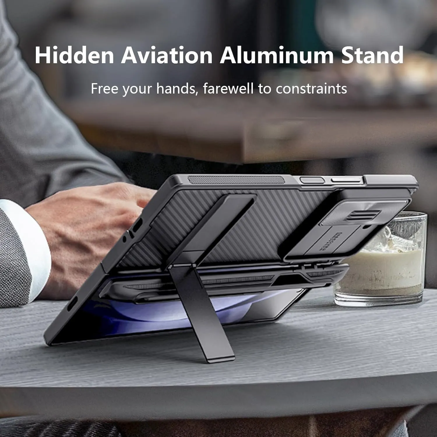 Nillkin for Z Fold 6 S Pen Case, [Built-in Writing Pen & S Pen Holder & Kickstand & Slide Camera Cover & Hinge Protection] Shockproof Fold 6 Phone Case with Pen for Samsung Galaxy Z Fold 6, Black