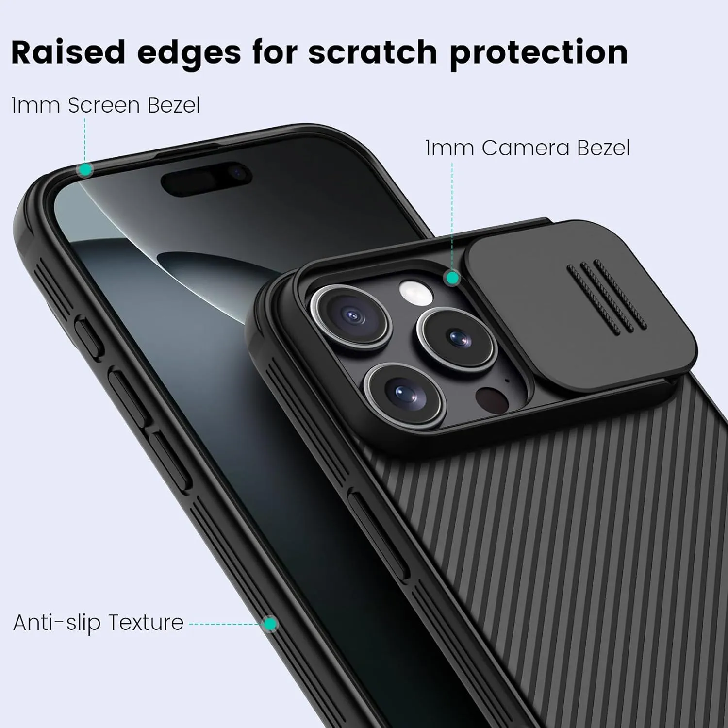 Nillkin Magnetic for iPhone 16 Pro Case, Upgraded Slide Camera Cover, Compatible with Magsafe, Slim Shockproof Protective Phone Case for 16 Pro 6.3 inch, Black