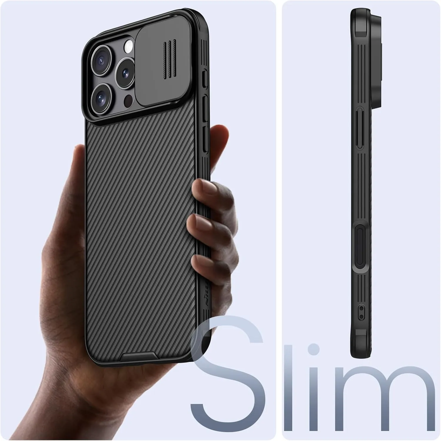 Nillkin Magnetic for iPhone 16 Pro Case, Upgraded Slide Camera Cover, Compatible with Magsafe, Slim Shockproof Protective Phone Case for 16 Pro 6.3 inch, Black