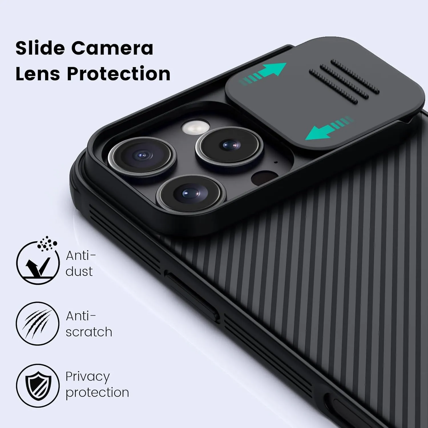 Nillkin Magnetic for iPhone 16 Pro Case, Upgraded Slide Camera Cover, Compatible with Magsafe, Slim Shockproof Protective Phone Case for 16 Pro 6.3 inch, Black