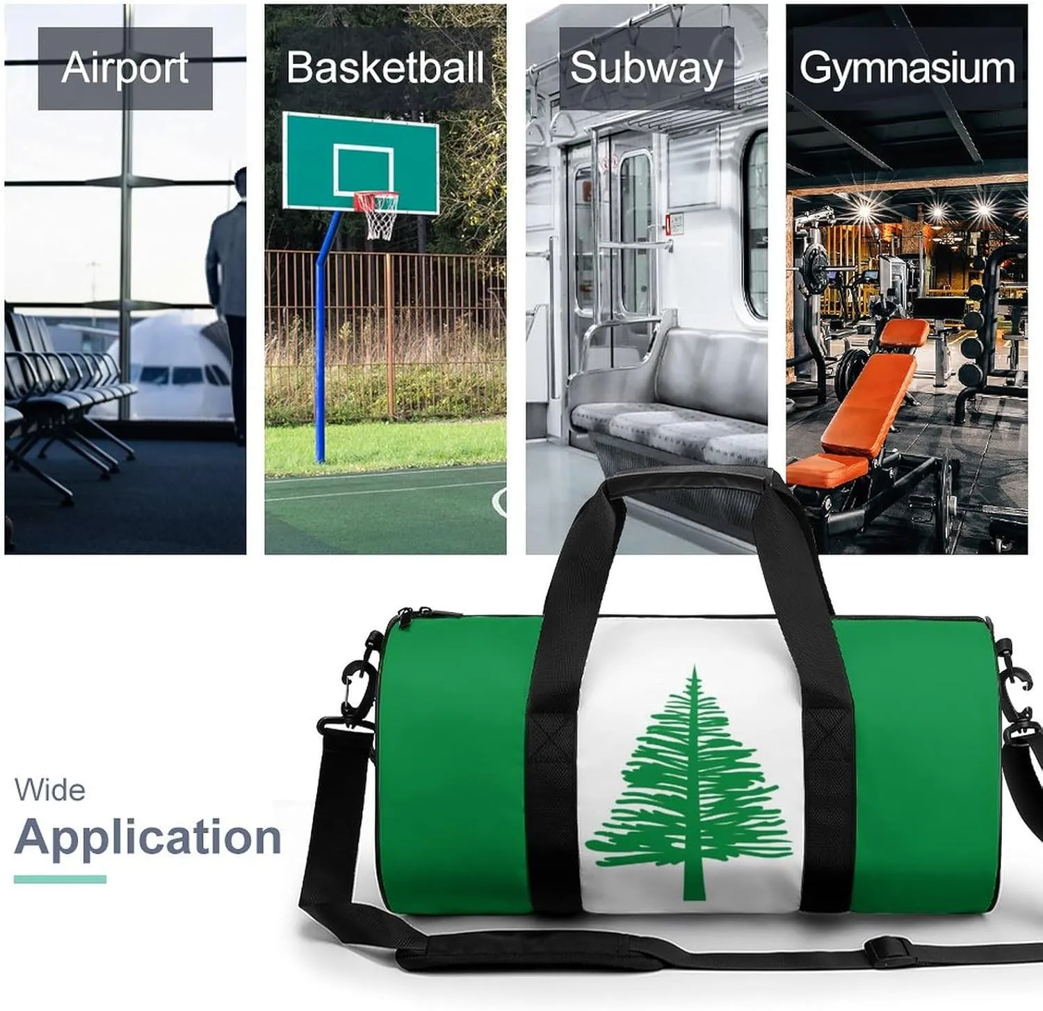 Norfolk Lslands Flag Sports Duffel Bag for Women Men with Wet Pocket Gym Bag