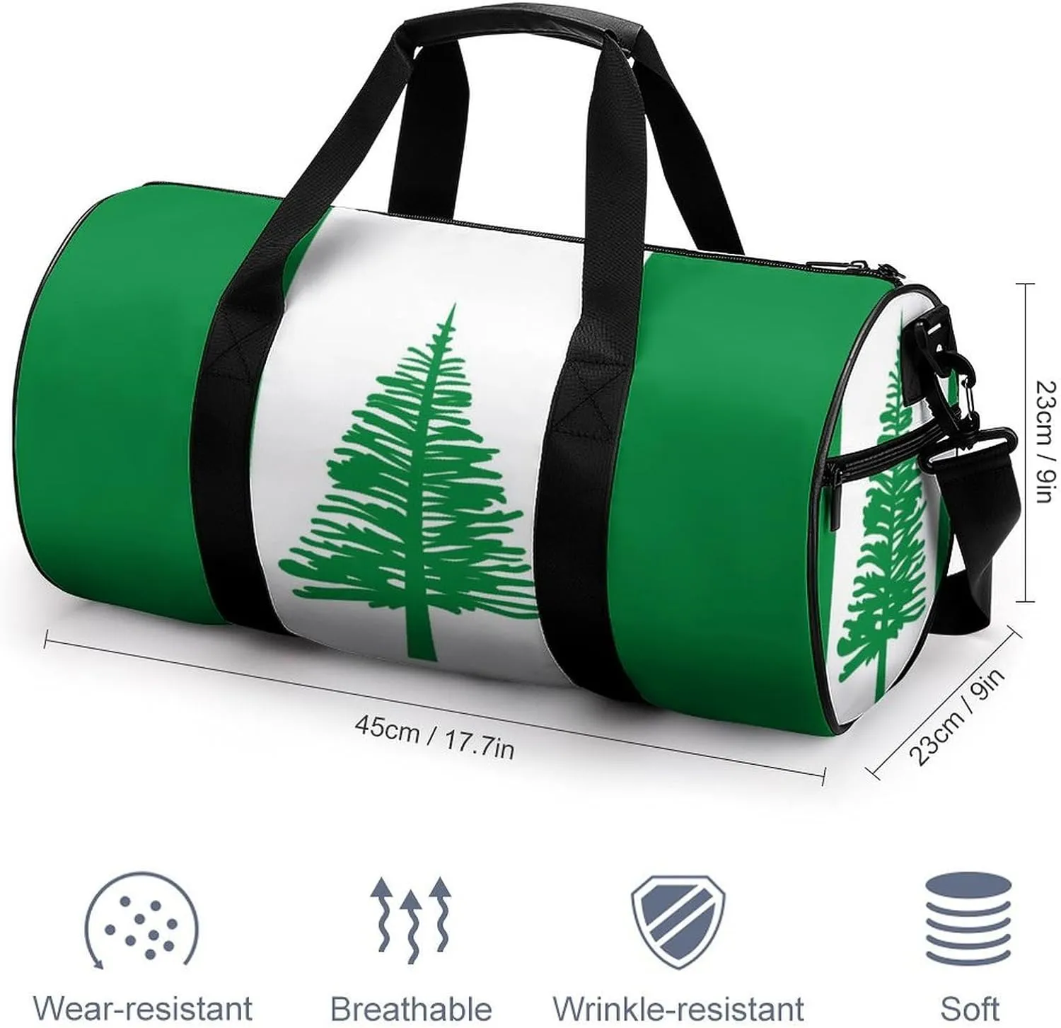 Norfolk Lslands Flag Sports Duffel Bag for Women Men with Wet Pocket Gym Bag