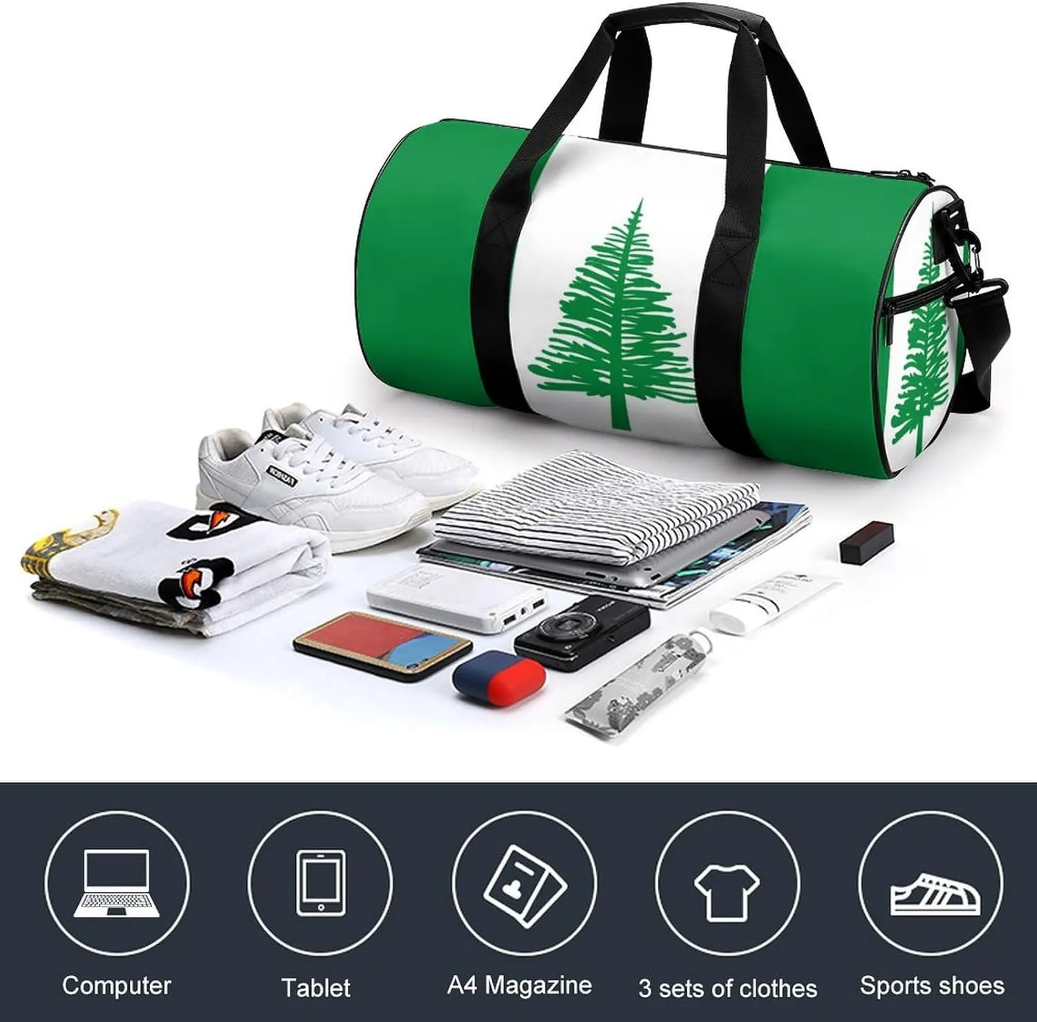 Norfolk Lslands Flag Sports Duffel Bag for Women Men with Wet Pocket Gym Bag