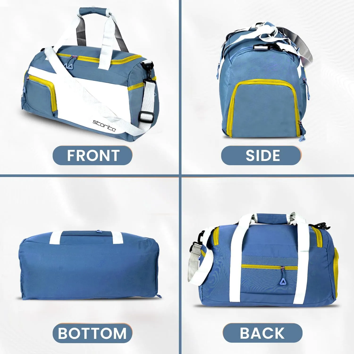 Nylon 48.5 cms Travel Duffle Bag for Women Muti- Pocket Sports Shoulder Duffel Bag with Wet Pocket & Shoe Compartment Weekender Overnight Travel Luggage Garment Bag, Blue, Style - 2