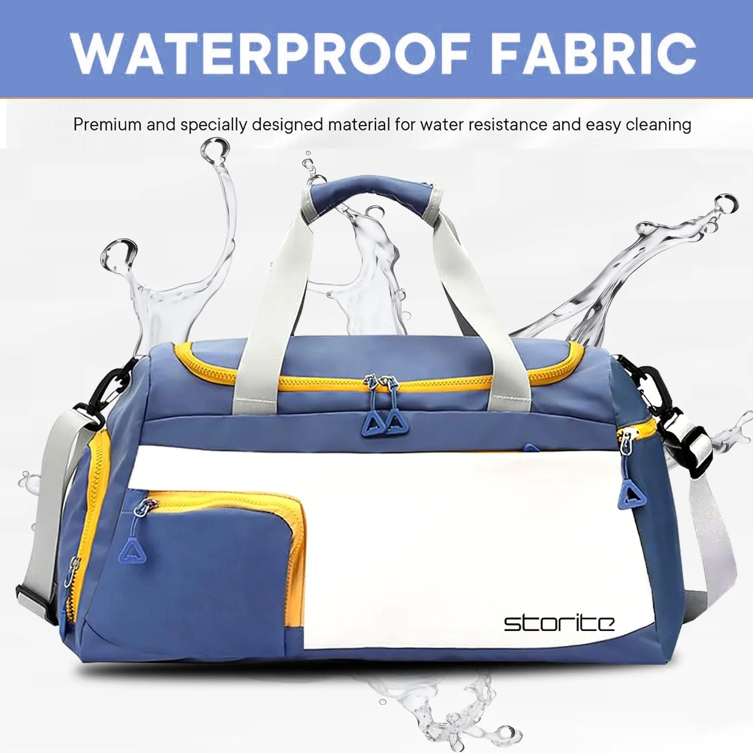 Nylon 48.5 cms Travel Duffle Bag for Women Muti- Pocket Sports Shoulder Duffel Bag with Wet Pocket & Shoe Compartment Weekender Overnight Travel Luggage Garment Bag, Blue, Style - 2