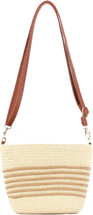 Obosoyo Summer Striped Straw Mini Bag Women 2025 Beach Resort Crossbody Purse Casual Versatile
