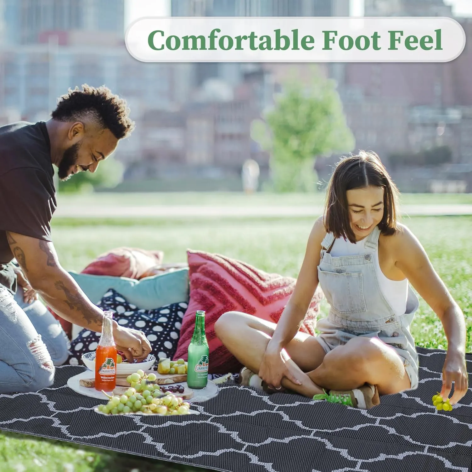 Ogrmar 8x10 FT Reversible Mats, Outdoor Rug for Patio Clearance, Waterproof Carpet, Plastic Straw Rug for Indoor Outdoor, Floor Mat&Rug for RV Porch Camping Backyard Deck Balcony Beach Trailer (Black)