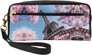 Oil Painting Paris Eiffel Tower Print Portable Makeup Bag,Travel-Friendly Design,Versatile Mini Makeup Pouchtion