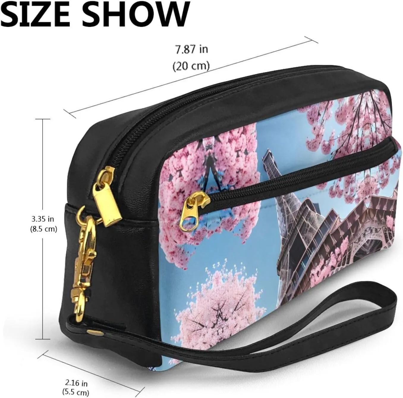 Oil Painting Paris Eiffel Tower Print Portable Makeup Bag,Travel-Friendly Design,Versatile Mini Makeup Pouchtion
