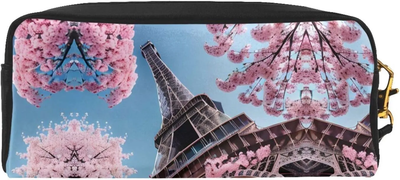 Oil Painting Paris Eiffel Tower Print Portable Makeup Bag,Travel-Friendly Design,Versatile Mini Makeup Pouchtion