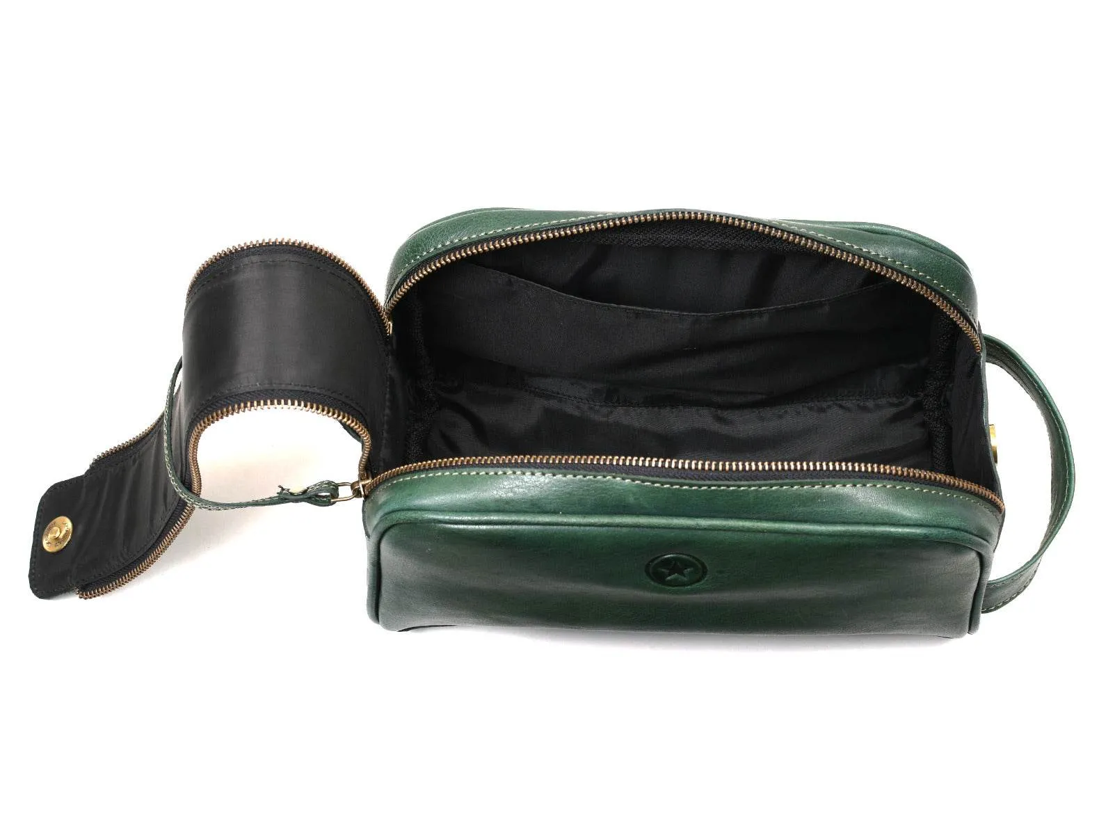Omaha Leather Toiletry Bag - Pine Green