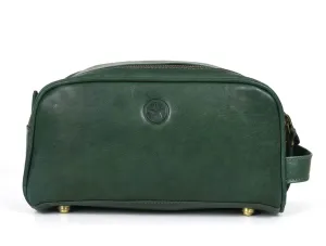 Omaha Leather Toiletry Bag - Pine Green
