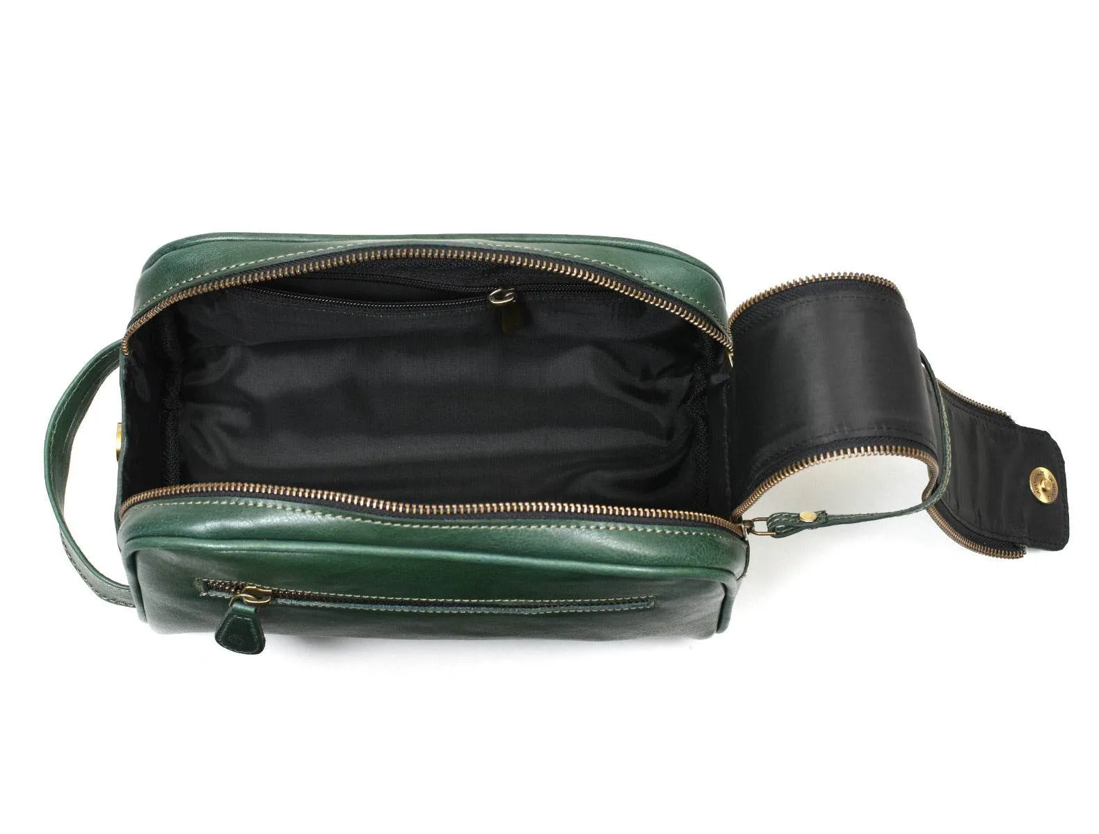 Omaha Leather Toiletry Bag - Pine Green